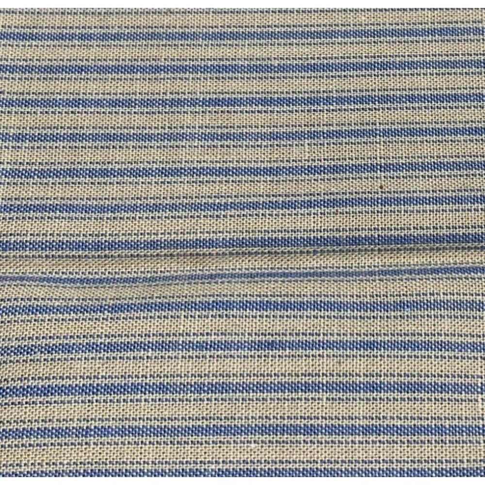 Striped Blue & Beige Cotton Fabric 1/2 yard x 44" Quilting